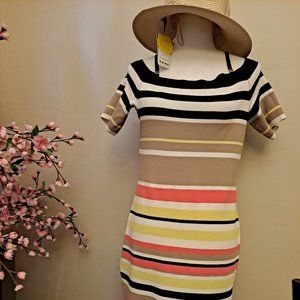 NEW CALVIN KLEIN KNIT DRESS, MEDIUM, MULTI- COLORS